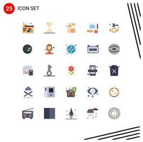 25 Universal Flat Color Signs Symbols of process watch box clock report Editable Vector Design Elements