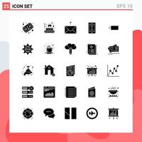 Set of 25 Modern UI Icons Symbols Signs for flow dollar mail lover mobile Editable Vector Design Elements
