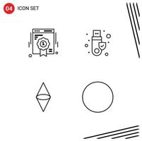 4 Creative Icons Modern Signs and Symbols of badge coin web quality token money Editable Vector Design Elements