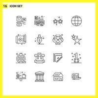 16 Thematic Vector Outlines and Editable Symbols of technology app carnival internet world Editable Vector Design Elements