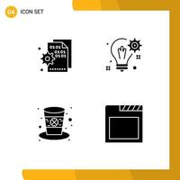 Modern Set of 4 Solid Glyphs and symbols such as browser setting page idea hat Editable Vector Design Elements