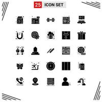 Modern Set of 25 Solid Glyphs and symbols such as book warranty help shield weight Editable Vector Design Elements