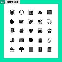 Modern Set of 25 Solid Glyphs and symbols such as date spring camera wigwam camp Editable Vector Design Elements