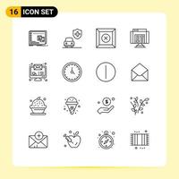 16 Universal Outlines Set for Web and Mobile Applications monitor email imac box web browser Editable Vector Design Elements