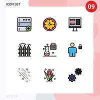 Modern Set of 9 Filledline Flat Colors and symbols such as science folder new science concepts monitor expansion and innovation fence Editable Vector Design Elements