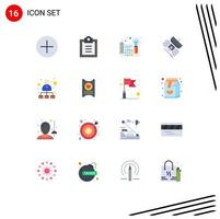 Pack of 16 creative Flat Colors of hierarchical structure telecommunication idea satellite broadcasting Editable Pack of Creative Vector Design Elements
