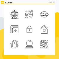 Modern Set of 9 Outlines Pictograph of twitter game cosmonaut fun vision Editable Vector Design Elements