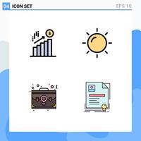 4 Creative Icons Modern Signs and Symbols of business case dollar sun office Editable Vector Design Elements