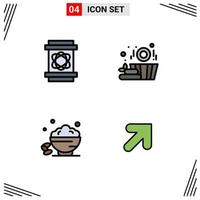 Modern Set of 4 Filledline Flat Colors Pictograph of barrel sweet space basket open Editable Vector Design Elements