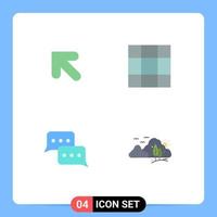 Mobile Interface Flat Icon Set of 4 Pictograms of arrow reply grid communication landscape Editable Vector Design Elements