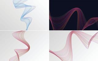 Enhance your presentation with this set of 4 geometric wave backgrounds vector