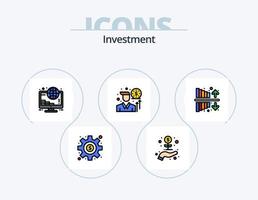 paquete de iconos lleno de línea de inversión 5 diseño de iconos. inversión. dinero. global. inversión. presupuesto vector