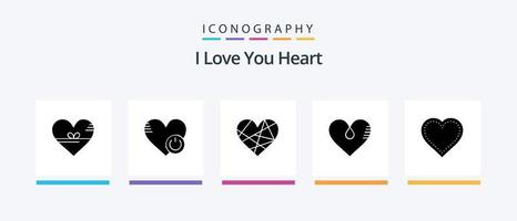 Heart Glyph 5 Icon Pack Including like. heart. heart. gift. like. Creative Icons Design vector