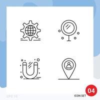 Line Pack of 4 Universal Symbols of setting business globe heart office Editable Vector Design Elements