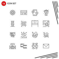 Outline Pack of 16 Universal Symbols of plumber promotion card network community Editable Vector Design Elements