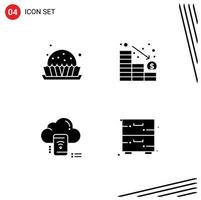 Stock Vector Icon Pack of 4 Line Signs and Symbols for dessert mobile sweets loss data Editable Vector Design Elements