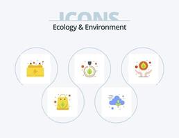 Ecology And Environment Flat Icon Pack 5 Icon Design. hand. green. car. leaves. electricity vector