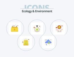 Ecology And Environment Flat Icon Pack 5 Icon Design. hand. green. car. leaves. electricity vector