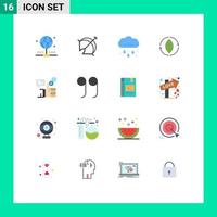 Set of 16 Modern UI Icons Symbols Signs for social power cloud source energy Editable Pack of Creative Vector Design Elements