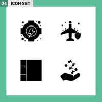 Modern Set of 4 Solid Glyphs and symbols such as energy fist fly protection music Editable Vector Design Elements