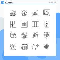 Modern Set of 16 Outlines Pictograph of mobile gaming paper game image Editable Vector Design Elements