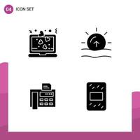 4 Creative Icons Modern Signs and Symbols of heart phone romance sunrise fax machine Editable Vector Design Elements