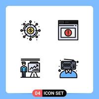 Universal Icon Symbols Group of 4 Modern Filledline Flat Colors of campaign business donation alert presentation Editable Vector Design Elements