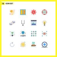 16 User Interface Flat Color Pack of modern Signs and Symbols of connection produc marketing management custom Editable Pack of Creative Vector Design Elements