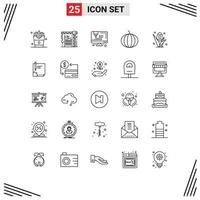 Set of 25 Modern UI Icons Symbols Signs for contract holiday machine grass vegetable Editable Vector Design Elements
