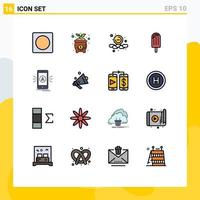 Set of 16 Modern UI Icons Symbols Signs for app ice less dessert beach Editable Creative Vector Design Elements