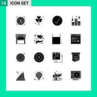 Set of 16 Modern UI Icons Symbols Signs for line money shamrock income multimedia Editable Vector Design Elements