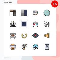 Pictogram Set of 16 Simple Flat Color Filled Lines of achievement delete analytics circle people Editable Creative Vector Design Elements