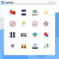 Mobile Interface Flat Color Set of 16 Pictograms of no smoke no workers fire resources Editable Pack of Creative Vector Design Elements