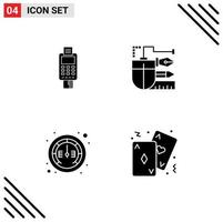 4 User Interface Solid Glyph Pack of modern Signs and Symbols of machine pen check payment scale Editable Vector Design Elements