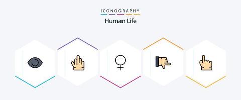 paquete de íconos humanos de 25 líneas completas que incluye . punto. género. mano. votar vector