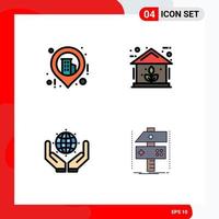 4 Filledline Flat Color concept for Websites Mobile and Apps business save the world energy power build Editable Vector Design Elements