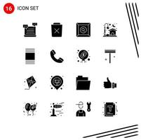 User Interface Pack of 16 Basic Solid Glyphs of cover light remove house search Editable Vector Design Elements