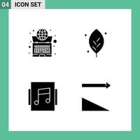 Set of 4 Vector Solid Glyphs on Grid for global album system leaf showcase Editable Vector Design Elements