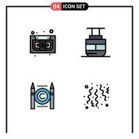 Set of 4 Modern UI Icons Symbols Signs for audio conflict recorder transportation digital Editable Vector Design Elements