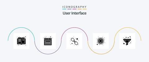 paquete de iconos de glifo 5 de interfaz de usuario que incluye ordenar. filtrar. enlace. objetivo. flecha vector