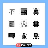 Set of 9 Commercial Solid Glyphs pack for link safe box shuttle safe encryption Editable Vector Design Elements