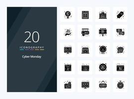 20 Cyber Monday Solid Glyph icon for presentation vector