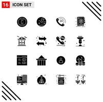 16 Universal Solid Glyphs Set for Web and Mobile Applications financial information protection bank call office address Editable Vector Design Elements