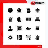 16 iconos creativos, signos y símbolos modernos del portapapeles, caballete, gráfico de batería, energía, elementos de diseño vectorial editables vector