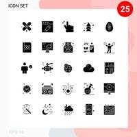 25 concepto de glifo sólido para sitios web móviles y aplicaciones libro pascua zoom decoración dirección elementos de diseño vectorial editables vector