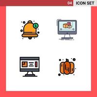 Set of 4 Modern UI Icons Symbols Signs for alert architecture alarm editor construction Editable Vector Design Elements