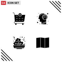 Set of 4 Commercial Solid Glyphs pack for checkout food fast mind nugget Editable Vector Design Elements