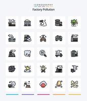 Creative Factory Pollution 25 Line FIlled icon pack  Such As green. energy. radioactive. pollution. environment vector