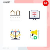 Set of 4 Modern UI Icons Symbols Signs for estate sever real data equity Editable Vector Design Elements