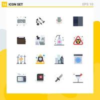 16 Thematic Vector Flat Colors and Editable Symbols of finance wallet work wireframe song Editable Pack of Creative Vector Design Elements